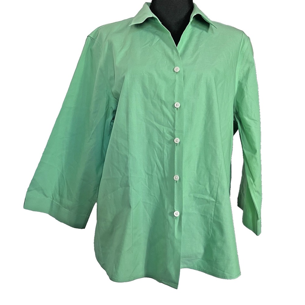 Orvis‎ Women's 16 Green 100% Cotton Button Up Shirt Relaxed Fit Lightweight